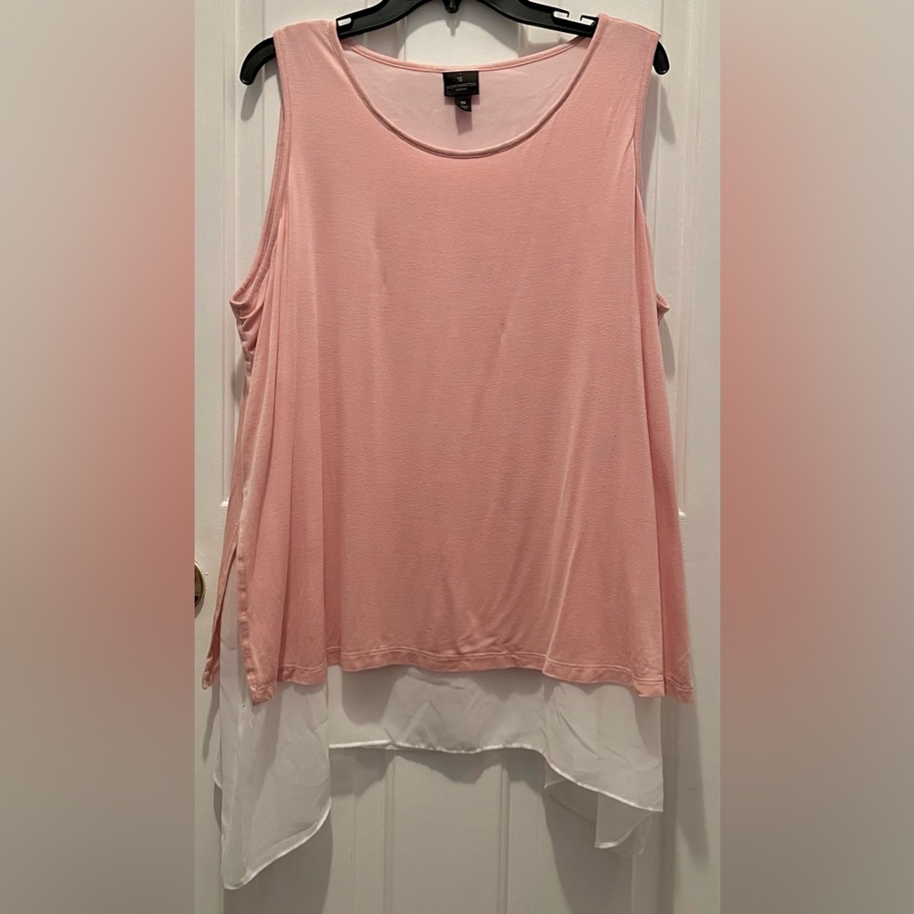 Worthington layered Flowy Top Sleeveless Layered Pink Tunic Blouse
